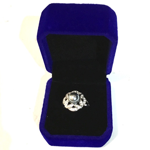 🌹HP🌹Last 1❣️NEW Silver Tahitian Pearl Luxe Vintage Designer Style Cocktail Ring - Picture 3 of 6